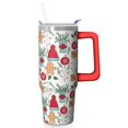 thumbnail image 1 of Festive Christmas Trees 30oz Stainless Steel Travel Coffee Cup with Handle and Straw, Leak Proof Insulated Mug Cup, Holiday Gifts for Adults, 1 of 5
