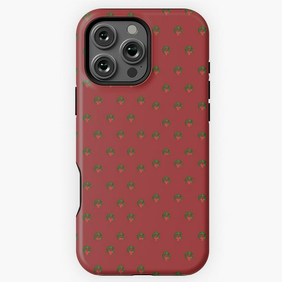 Festive Christmas Wreath Pattern Phone Case for iPhone 11 12 13 14 15 16 17 Pro Max