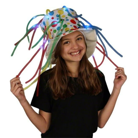 Festive Circus Polka Dots Multicolor LED Noodle Hat - Flashing Dreads
