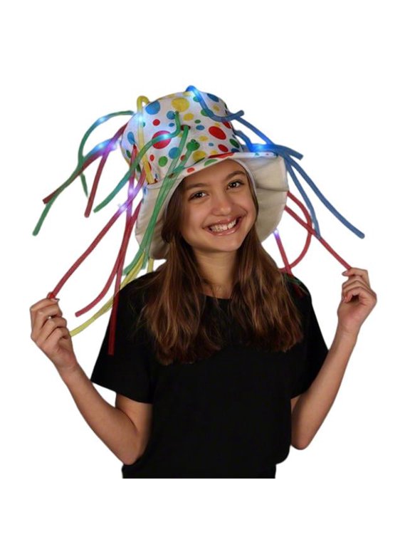 Festive Circus Polka Dots Multicolor LED Noodle Hat - Flashing Dreads