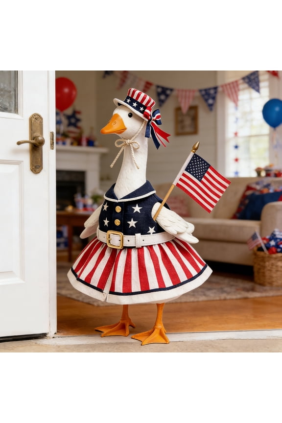 Festive Decor & Cute Appearance, Goose Outfit (23 Inch) — Porch Goose Outfit Set, Patriotic Flag Dress Costume in Cloth Reusable Apparel for Courtyard