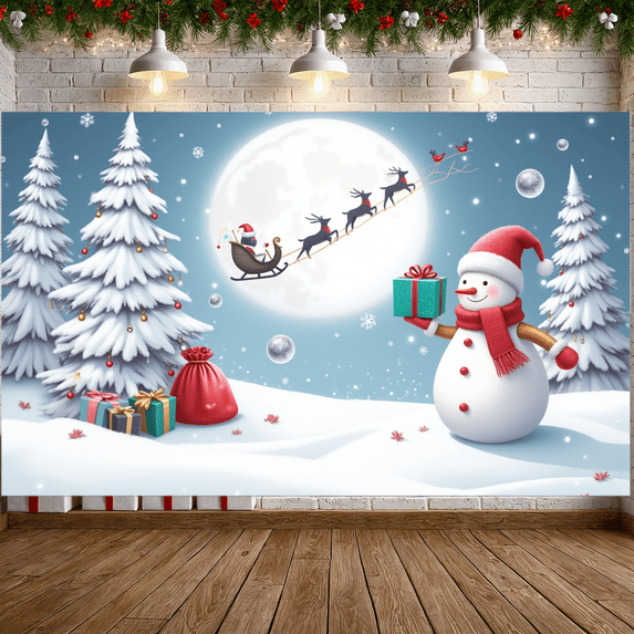 Festive Decoration Christmas Banner New Year Holiday Backdrop Red Background Holiday Celebration Banner for Home Indoor Party Celebration