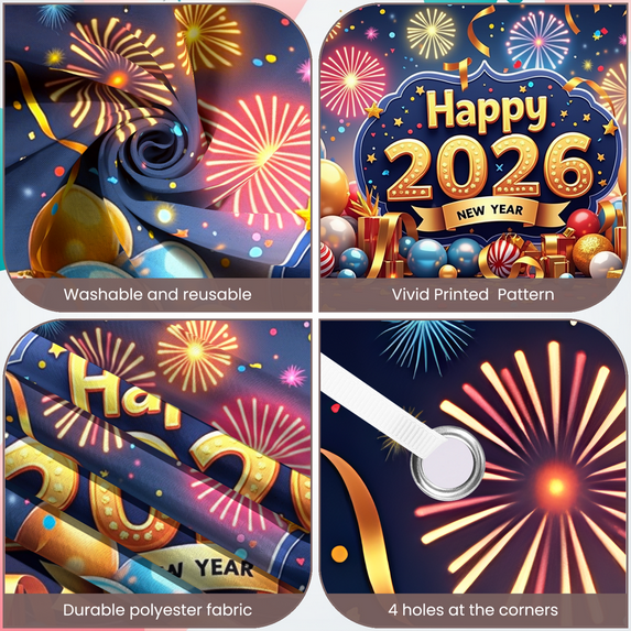 Festive Decoration Happy 2026 Banner Celebration Display for New Year Party Indoor Outdoor Holiday Event