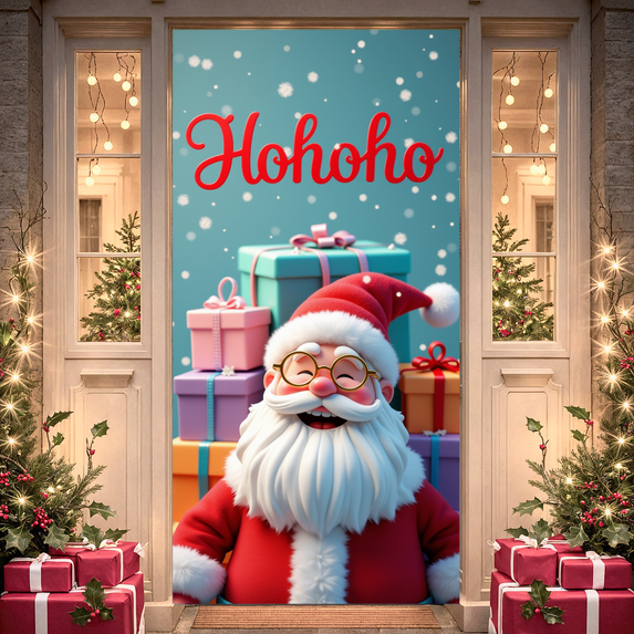 Festive Decoration Hohoho Banner Christmas Party Cheerful Background Gifts