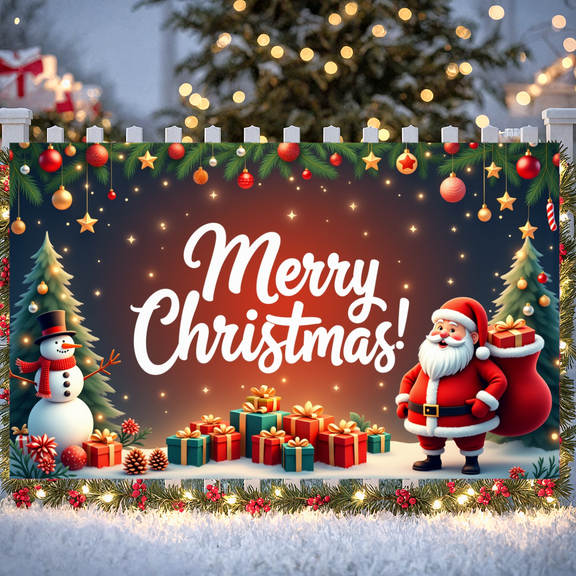 Festive Decoration Merry Christmas Holiday Banner Gift Design Holly Theme Tree for Holiday Decoration Indoor Celebration Family Gathering