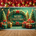 thumbnail image 1 of Festive Decoration Merry Christmas Holly Design Gift Prints Seasonal Banner for Holiday Decoration Family Celebration Winter Party, 1 of 9