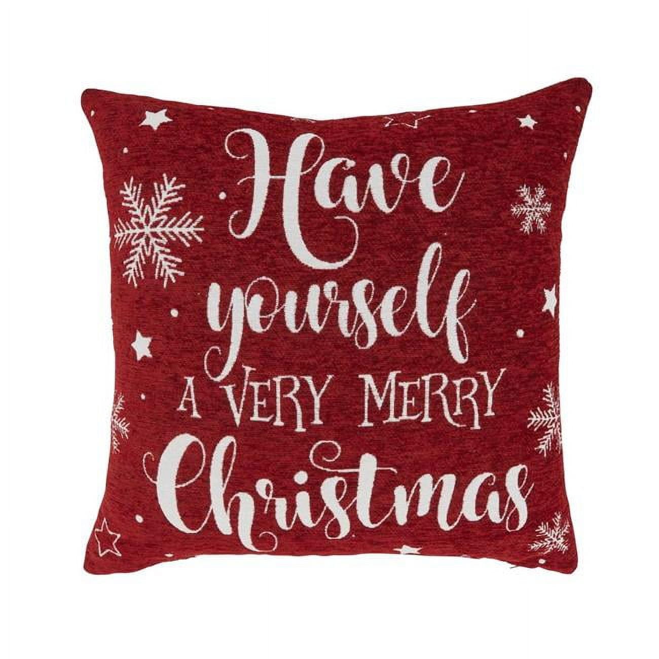 Saro Festive Delight Chenille Jacquard Holiday Poly Filled Throw Pillow