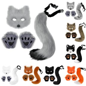 Festive : Deluxe Halloween Set Realistic Furry Gloves & Tail For And Festive Fun