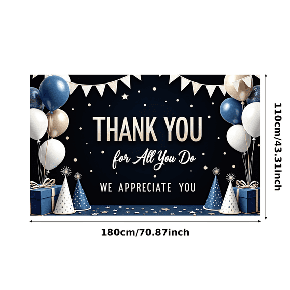 Festive Design Appreciation Banner Balloon Decoration Thank You Banner Gift Illustration for Corporate Event Employee Recognition Office Party
