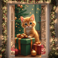 thumbnail image 1 of Festive Design Christmas Banner Decorative Cat Cute Kitten Wrapped Gifts for Holiday Celebration Home Decor Family Gathering, 1 of 9