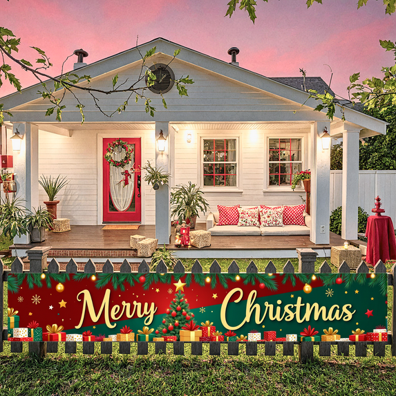 Festive Design Christmas Banner Decorative Holiday Sign Winter Theme Decoration for Christmas Party Celebration Indoor Decoration