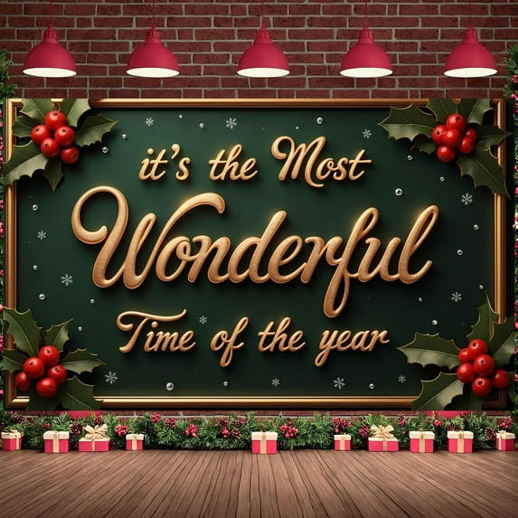 Festive Design Christmas Banner Decorative Holly Winter Snowflakes for Holiday Celebration Indoor Decoration Festive Background