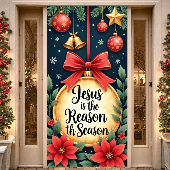 Festive Design Christmas Banner Decorative Ornament Religious Theme Holiday Decoration for Christmas Celebration Indoor Party