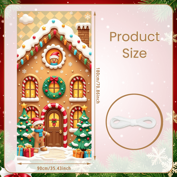 Festive Design Christmas Banner Gingerbread House Holiday Decor Snowy Scene for Winter Celebration Indoor Decoration Children Party