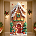 thumbnail image 1 of Festive Design Christmas Banner Gingerbread House Holiday Decor Snowy Scene for Winter Celebration Indoor Decoration Children Party, 1 of 9