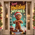 thumbnail image 1 of Festive Design Christmas Banner Gingerbread Man Sweet Holiday Wishes Decoration for Holiday Celebration Indoor Decoration Winter Party, 1 of 9