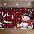thumbnail image 1 of Festive Design Christmas Banner Winter Snowman Holiday Decoration Red Plaid Print Let It Snow for Christmas Party Winter Decor Indoor Celebration, 1 of 7