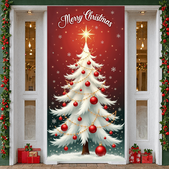 Festive Design Christmas Welcome Gingerbread Banner Holiday Decoration Seasonal Hanging Decor for Home Party Event