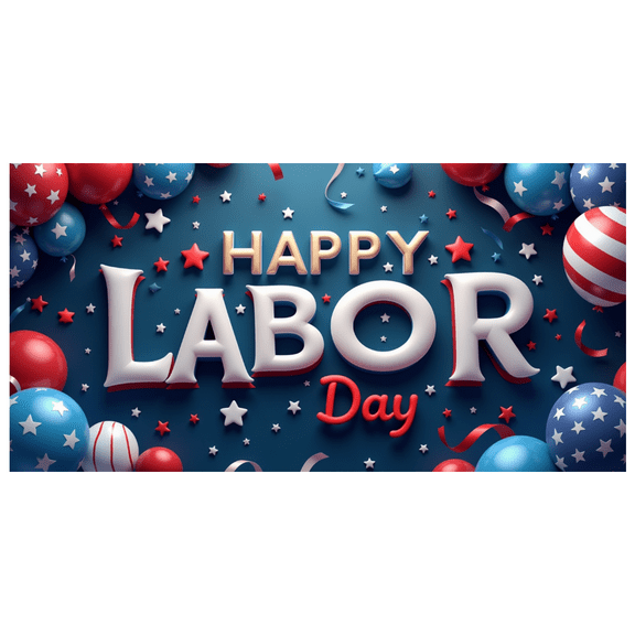 Festive Design Labor Day Party Banner Decorative Balloons Stars for Holiday Celebration Indoor Outdoor Event