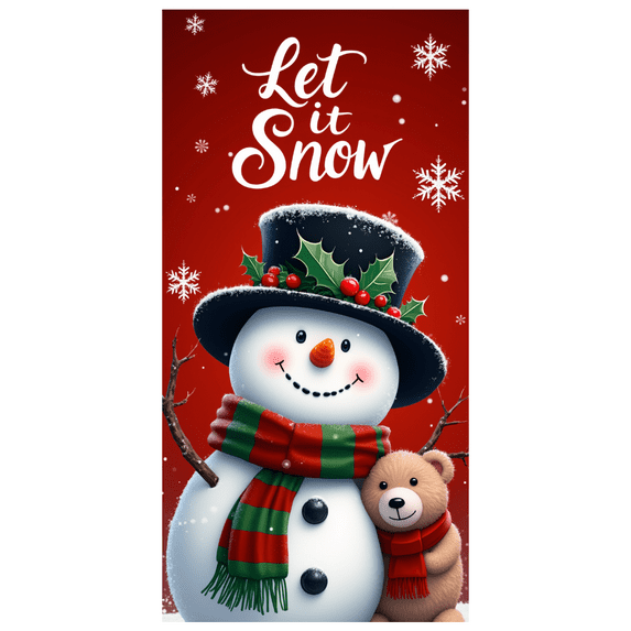 Festive Design Let it Snow Snowman Banner Christmas Decoration Polyester Material for Holiday Celebration Winter Party Home Decor