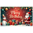 thumbnail image 1 of Festive Design Merry Birthday Celebration Banner Christmas Theme Santa Claus Reindeer Snowman Party Backdrop for Holiday Party Winter Event Home Decoration, 1 of 8