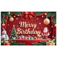 thumbnail image 1 of Festive Design Merry Birthday Celebration Banner Christmas Theme Santa Claus Reindeer Snowman Party Backdrop for Holiday Party Winter Event Home Decoration, 1 of 7