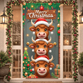 thumbnail image 1 of Festive Design Merry Christmas Banner Christmas Decorations Cow Theme Holiday Backdrop for Children Family Celebration Photography, 1 of 9