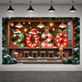 thumbnail image 1 of Festive Design Merry Christmas Banner Holiday Decoration Gold Light Up 2026 Banner for Christmas Party Celebration Indoor Decor, 1 of 9