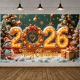 thumbnail image 1 of Festive Design Merry Christmas Banner Holiday Decoration Gold Light Up 2026 Banner for Christmas Party Celebration Indoor Decor, 1 of 9