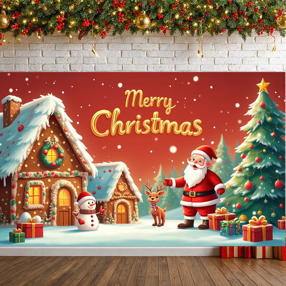 Festive Design Merry Christmas Holiday Train Decoration Santa Claus Banner for Christmas Party Winter Celebration Family Gathering