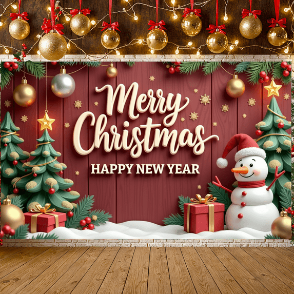 Festive Design Merry Christmas New Year Background Decor Snowman Holiday Banner for Celebration Indoor Decoration Party