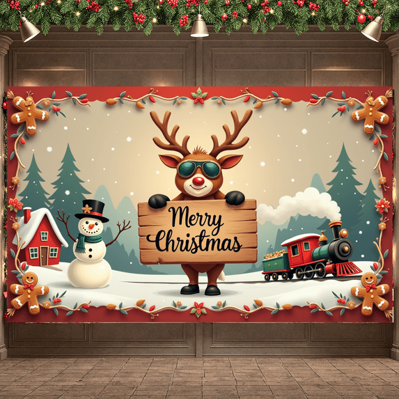 Festive Design Merry Christmas Santa Claus Decoration Holiday Backdrop for Party Celebration Home Indoor Festivity