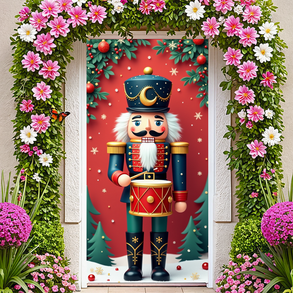 Festive Design Nutcracker Banner Christmas Decoration Themed Holiday Decor for Indoor Celebration Seasonal Event Home Festivities