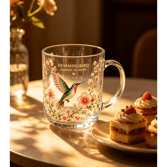 Festive Design Red Cardinal Berry Glass Cup, Christmas Winter Style Tumbler, Portable Drinkware for Home Office Party, Birthday Gift for Women