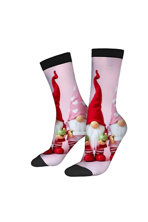 Festive Design Socks - 2 Pairs of Unisex Trendy Socks with Cheerful Apples and Striped Accents - Perfect for All Seasons