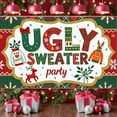 thumbnail image 1 of Festive Design Ugly Sweater Banner Reindeer Theme Christmas Decoration for Holiday Party Winter Celebration Indoor Event, 1 of 9