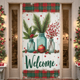 thumbnail image 1 of Festive Design Welcome Banner Decorative Seasonal Green Red Christmas Elements for Front Porch Holiday Decoration Indoor Outdoor, 1 of 9