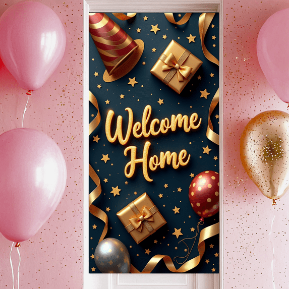 Festive Design Welcome Home Decorative Banner Gift Box Theme Streamer Party Decoration for Home Party Indoor Event