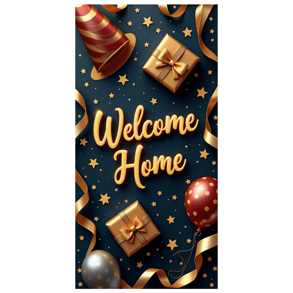 Festive Design Welcome Home Decorative Banner Gift Box Theme Streamer Party Decoration for Home Party Indoor Event