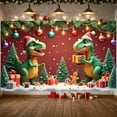 thumbnail image 1 of Festive Dinosaur Christmas Decoration Holiday Banner for Kids Party Indoor Celebration Seasonal Decor, 1 of 9