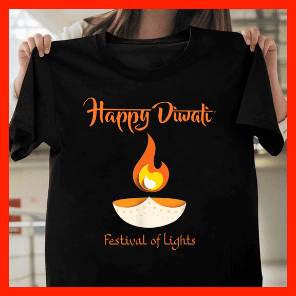 Festive Diwali T-Shirt - Festival of Lights - Indian Cultural Apparel - Celebration Gift A542, for Unisex, Up to Size 5XL