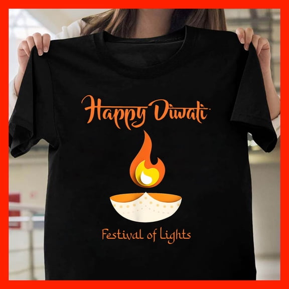 Festive Diwali T-Shirt - Festival of Lights - Indian Cultural Apparel - Celebration Gift T542, for men and women, Extended Sizes Up to 5XL