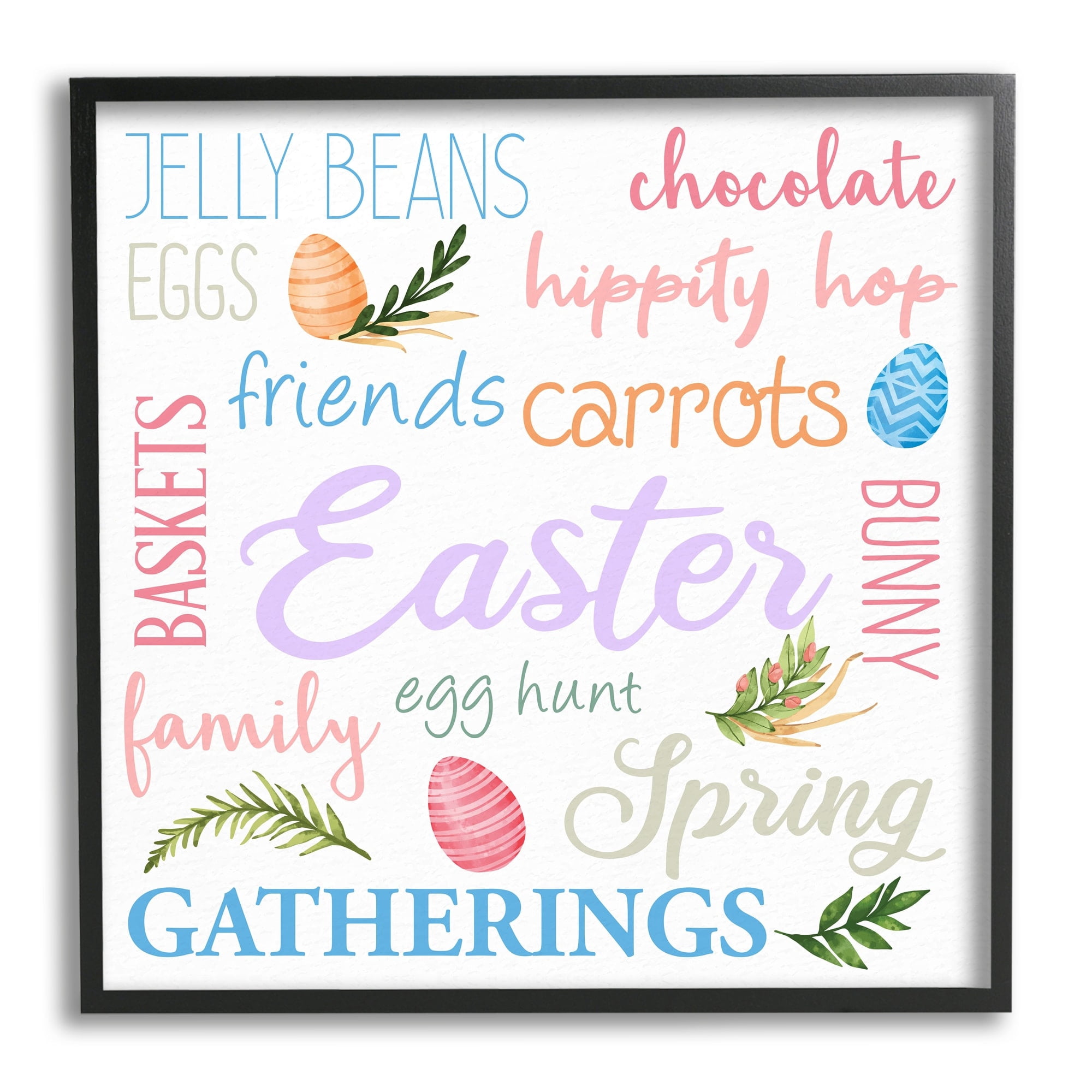 Festive Easter Activity Sign Patterned Eggs Motif Inspirational Graphic Art Framed Art Print Wall Art