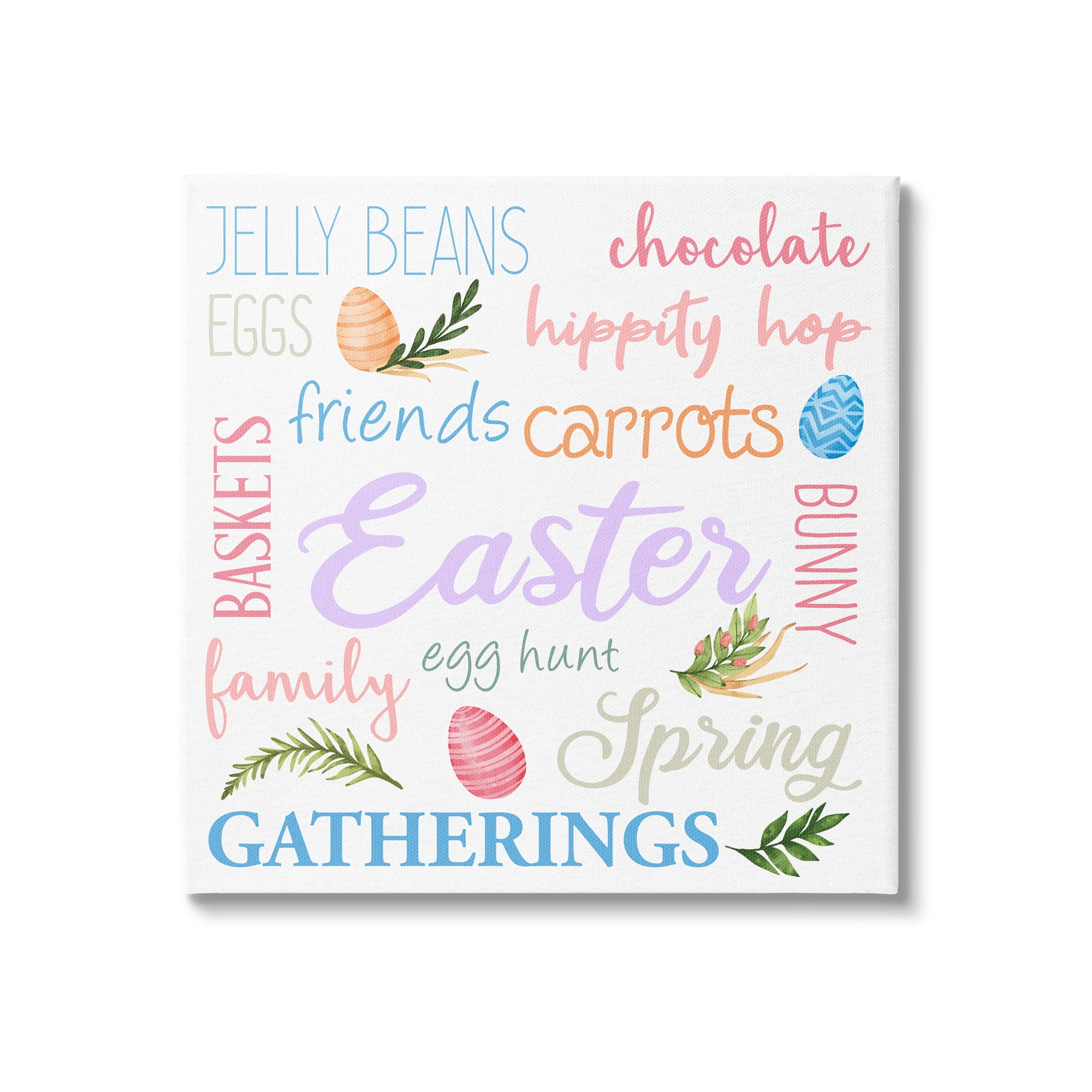 Festive Easter Activity Sign Patterned Eggs Motif Inspirational Graphic Art Gallery-Wrapped Canvas Print Wall Art