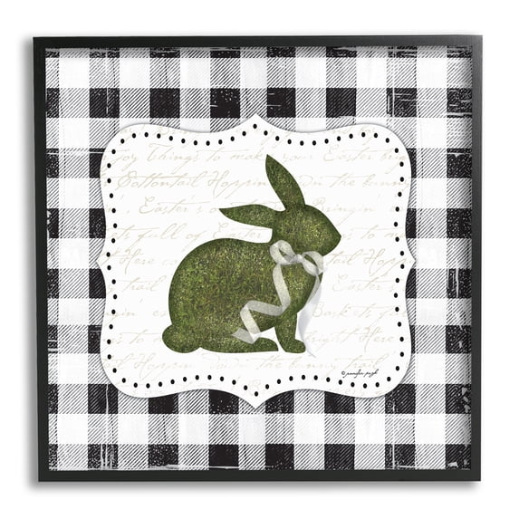 Festive Easter Bunny Ribbon Spring Plaid Pattern Animals & Insects Graphic Art Framed Art Print Wall Art