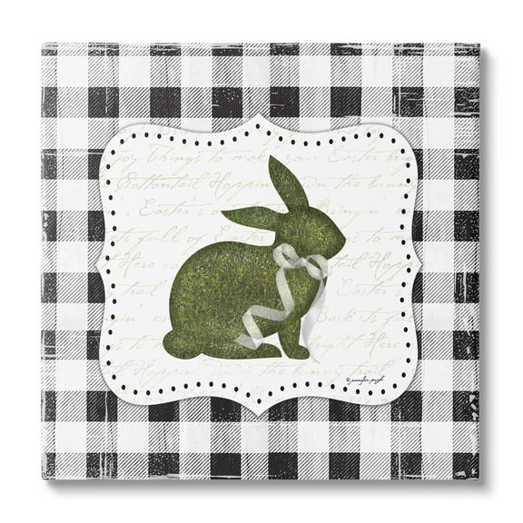 Festive Easter Bunny Ribbon Spring Plaid Pattern Animals & Insects Graphic Art Gallery-Wrapped Canvas Print Wall Art