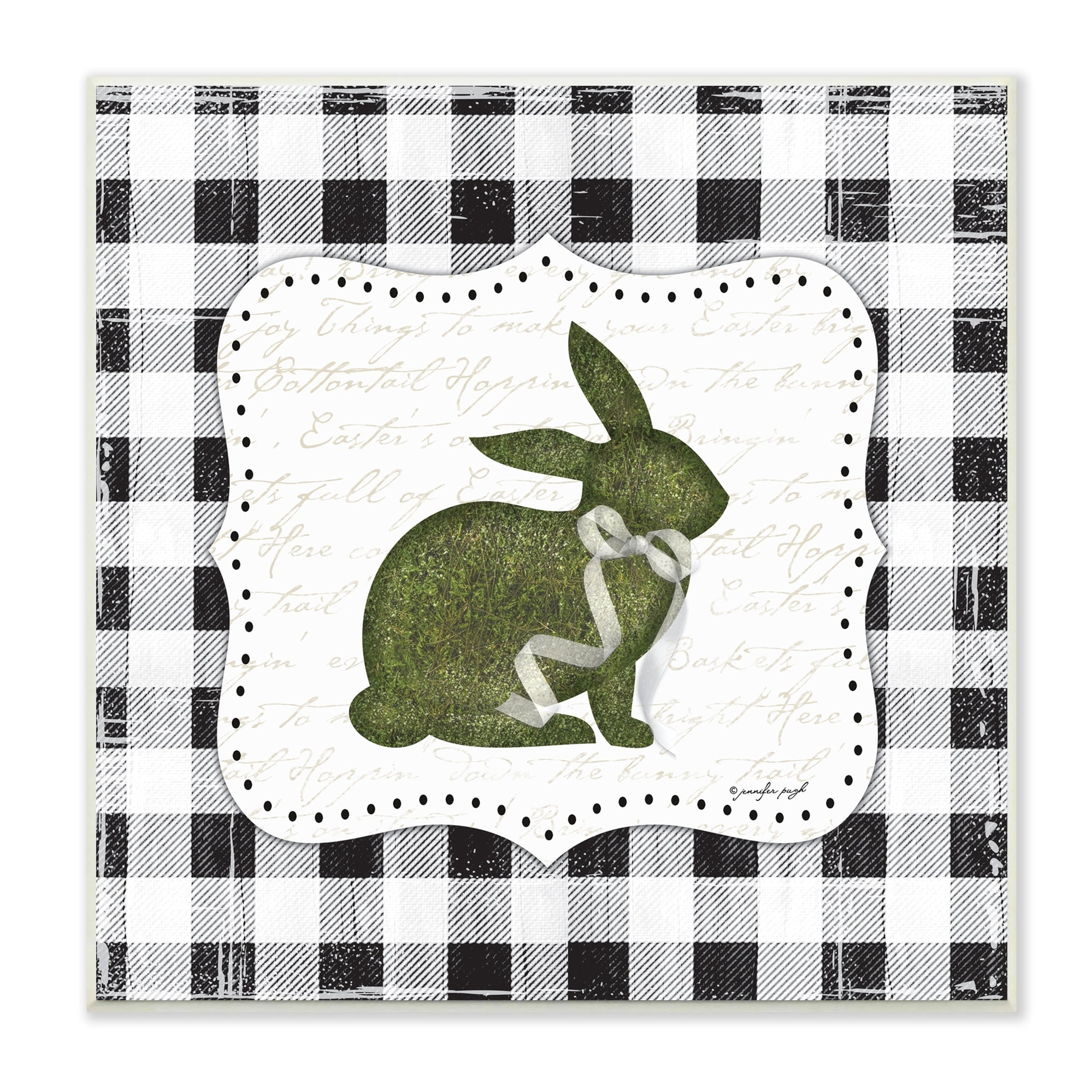 Festive Easter Bunny Ribbon Spring Plaid Pattern Animals & Insects Graphic Art Unframed Art Print Wall Art