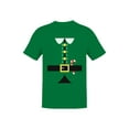 thumbnail image 1 of Festive Elf Suit Design with Candy Cane Men's T-shirt, 1 of 3