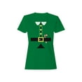 thumbnail image 1 of Festive Elf Suit Design with Candy Cane Women's T-shirt, 1 of 3