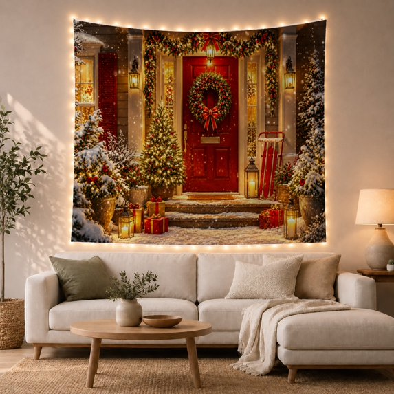 Festive Entrance Decorated With For, Mystical Fantasy for Space Lovers, Galaxy Room Decor Room Accent, Christmas Gift, Tapestry Wall Hanging for Bedroom and Dorm